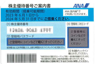 ANA株主優待券(株主優待番号ご案内書)旧券